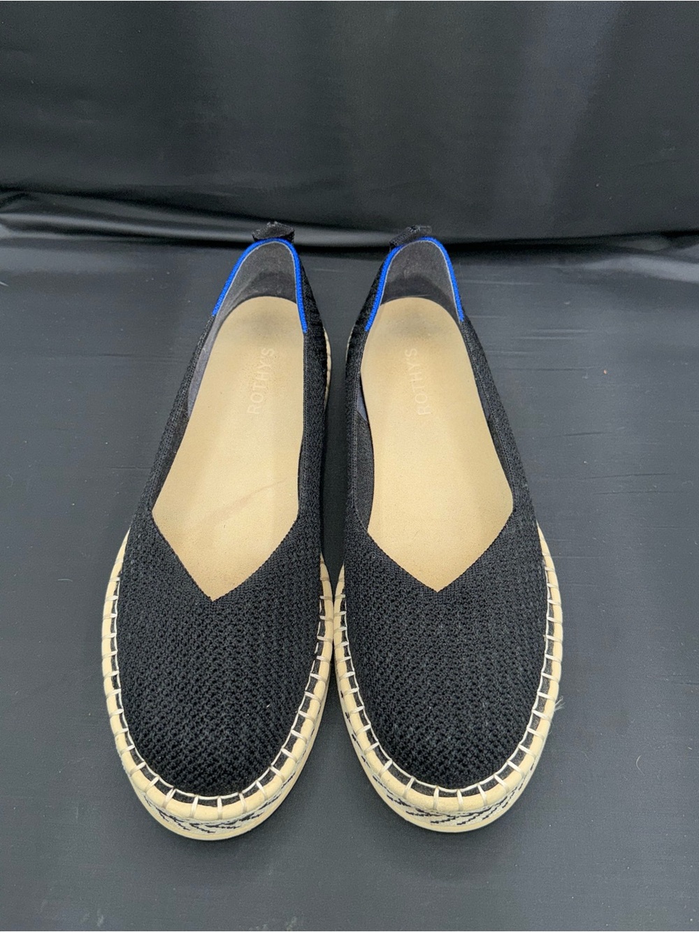 Rothy's The Espadrille Black Knit Platform Slip On Flats Women's Size 11 - Picture 4 of 9